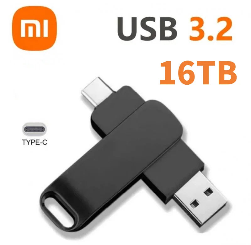 Xiaomi 16TB Flash Drive Usb 3.2 Super High Speed Metal Transfer U Disk Pen Drive Waterproof Type C Disk SSD USB Drive Disk