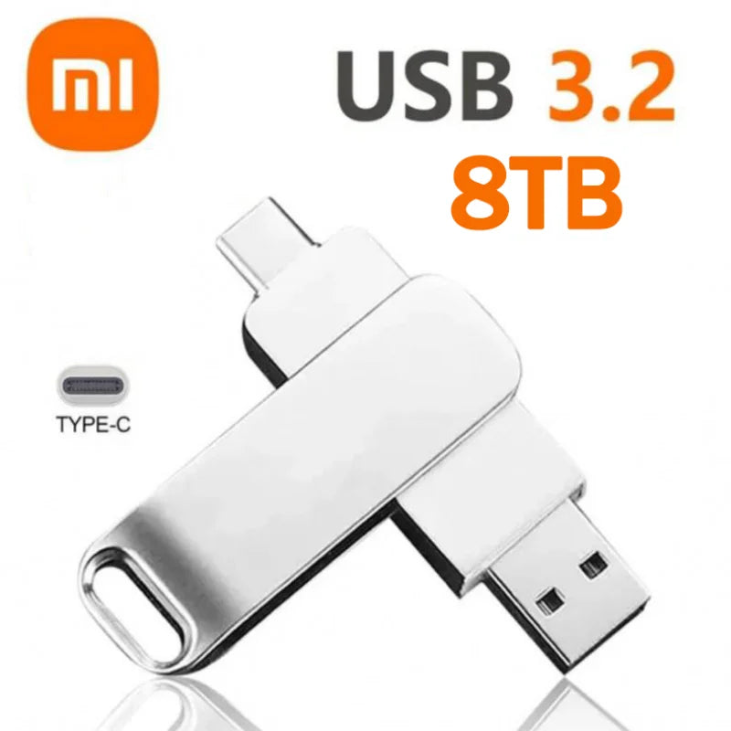 Xiaomi 16TB Flash Drive Usb 3.2 Super High Speed Metal Transfer U Disk Pen Drive Waterproof Type C Disk SSD USB Drive Disk