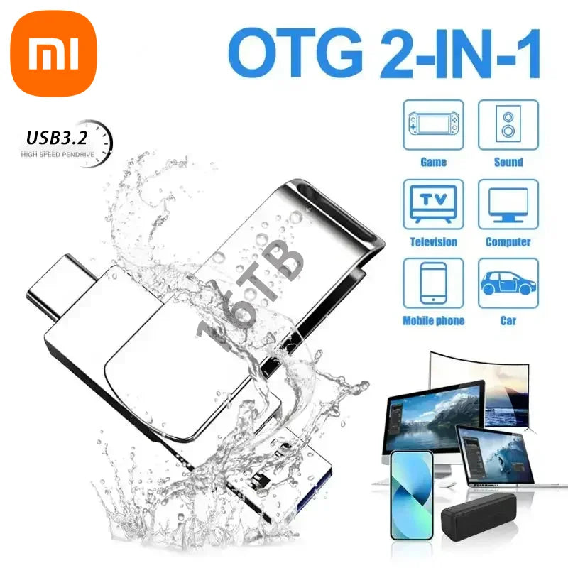 Xiaomi 16TB Flash Drive Usb 3.2 Super High Speed Metal Transfer U Disk Pen Drive Waterproof Type C Disk SSD USB Drive Disk