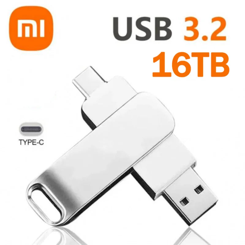 Xiaomi 16TB Flash Drive Usb 3.2 Super High Speed Metal Transfer U Disk Pen Drive Waterproof Type C Disk SSD USB Drive Disk