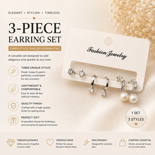 Pearl, Hoop & Crystal Stud Earrings