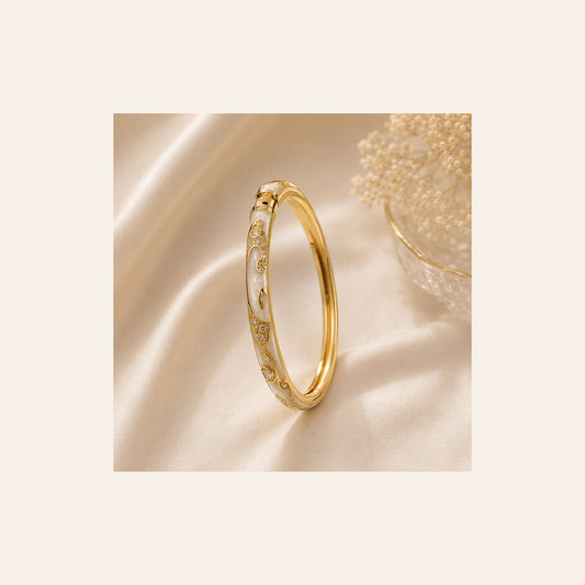 Luxury Gold Crystal Enamel Bangle - London Loot