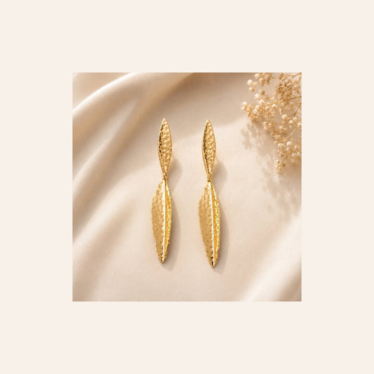 Gold Leaf Drop Earrings